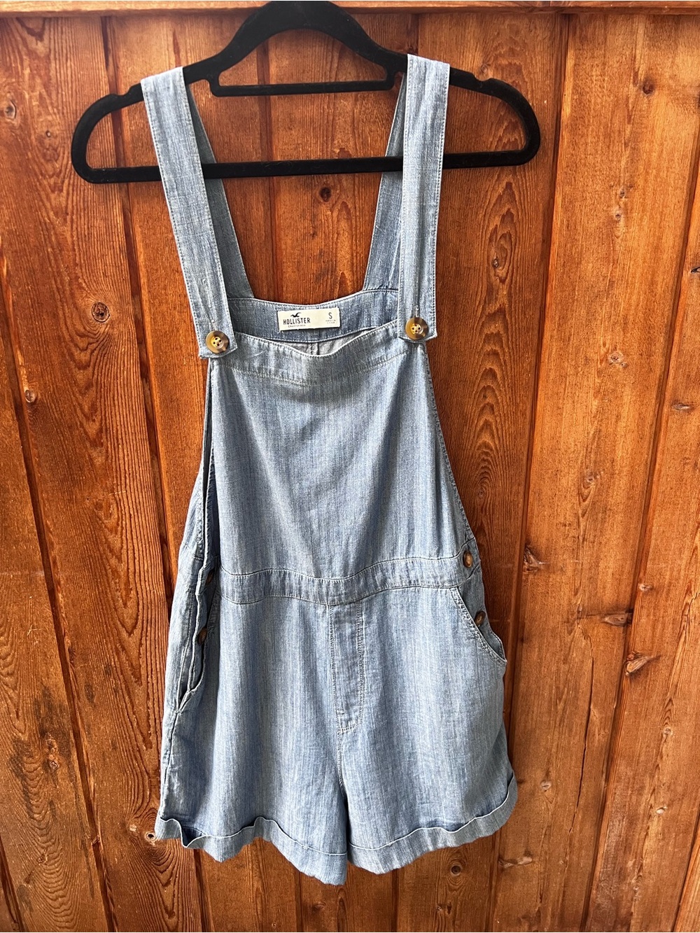 Hollister Chambray Denim Short Overalls Romper Size S